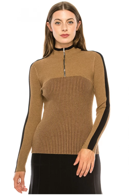 Black and Camel Quarter Zip