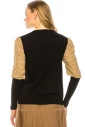 Metallic Sleeve Sweater - BEIGE