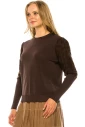 Metallic Sleeve Sweater - BROWN