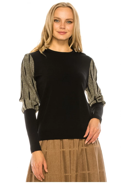 Metallic Sleeve Sweater