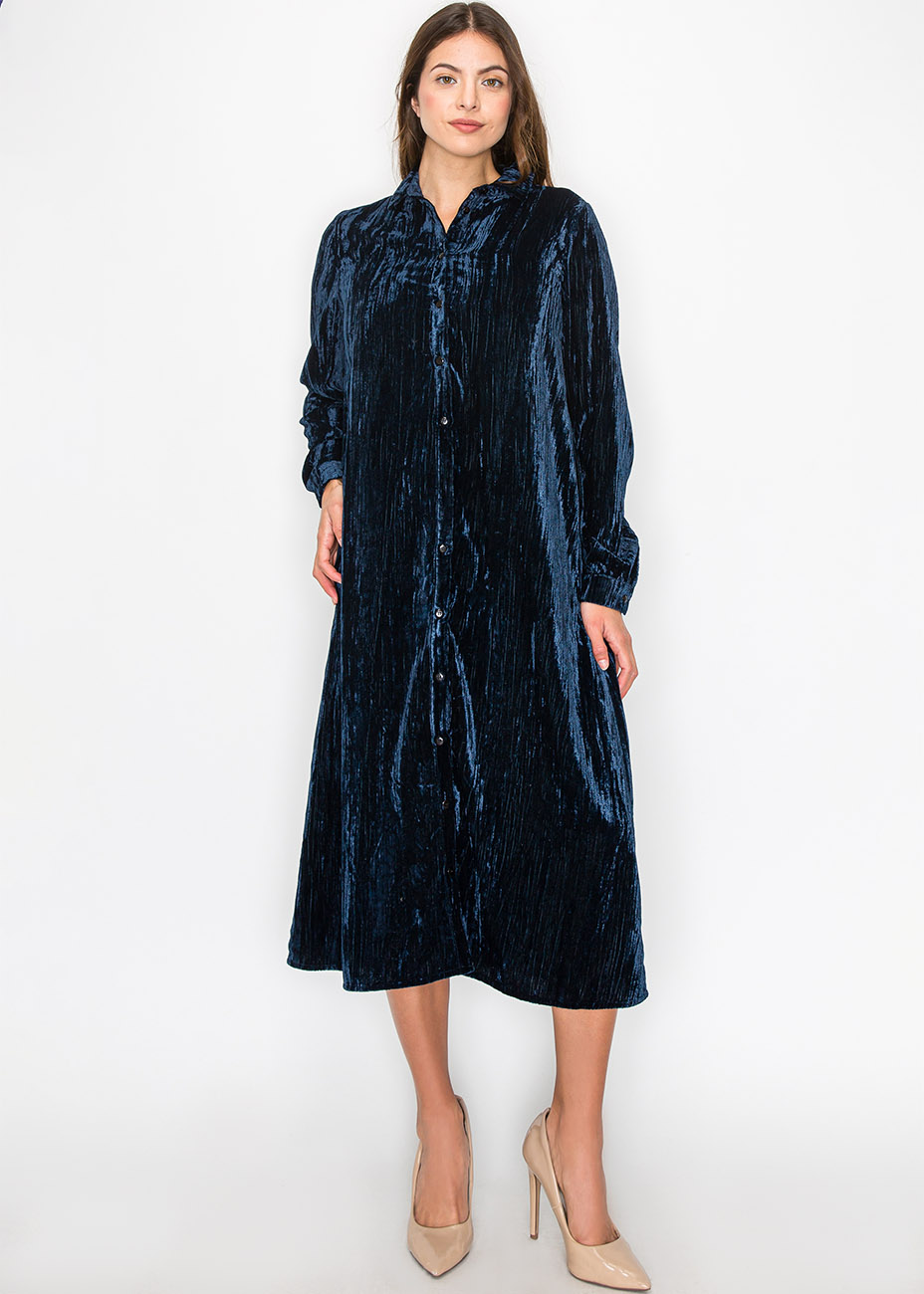 Ocean Depths Velvet Dress | Modest Women Clothing - YAL New York