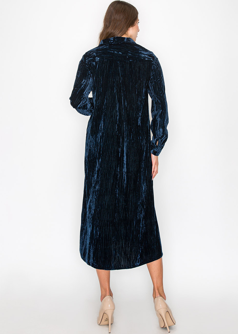 Ocean Depths Velvet Dress | Modest Women Clothing - YAL New York