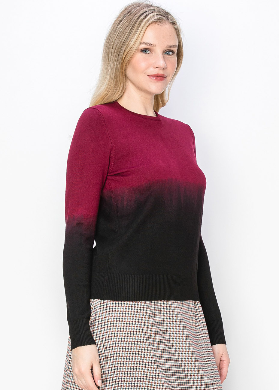 Burgundy Gradient Knit Sweater | Modest Women Clothing - YAL New York