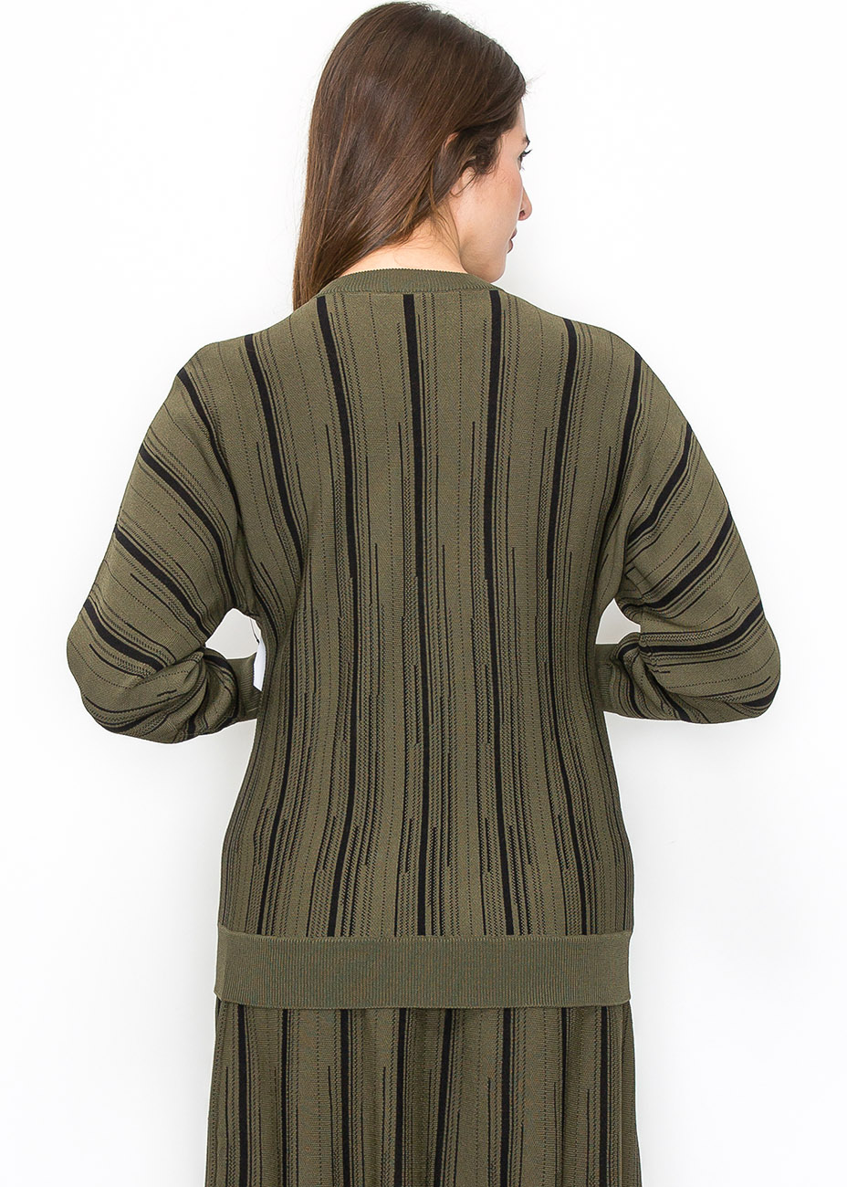 SY32 Mサイズ　カーキ　PANEL BORDER SWEATER New ZARA LIME CABLE KNIT POLO COLLAR SWEATER Size M 6427/033 SS24