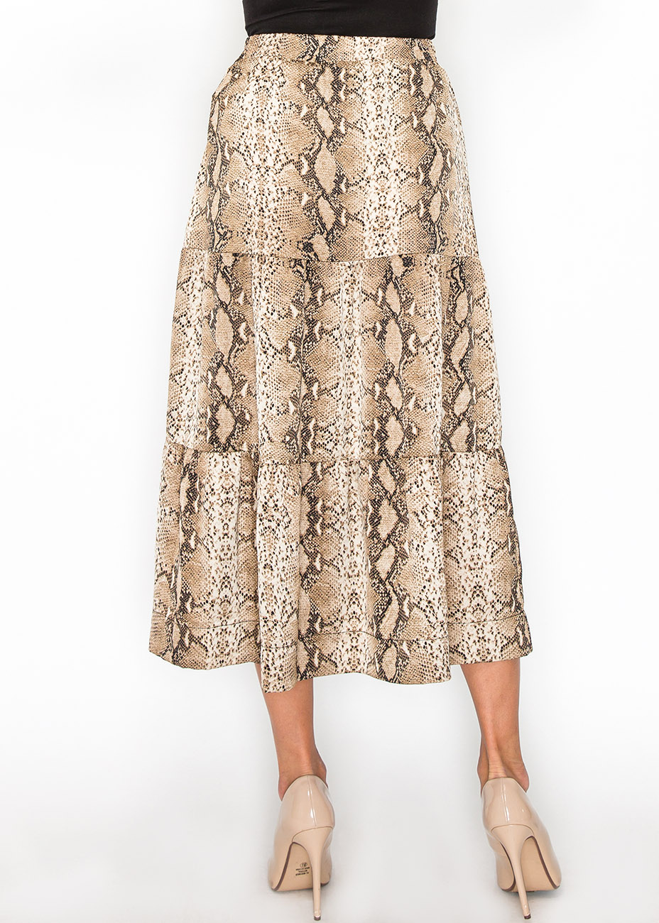 【新品未使用タグ付き】yae Animal pattern skirt Snakeskin Print Tiered A-Line Skirt | Modest Women Clothing - YAL