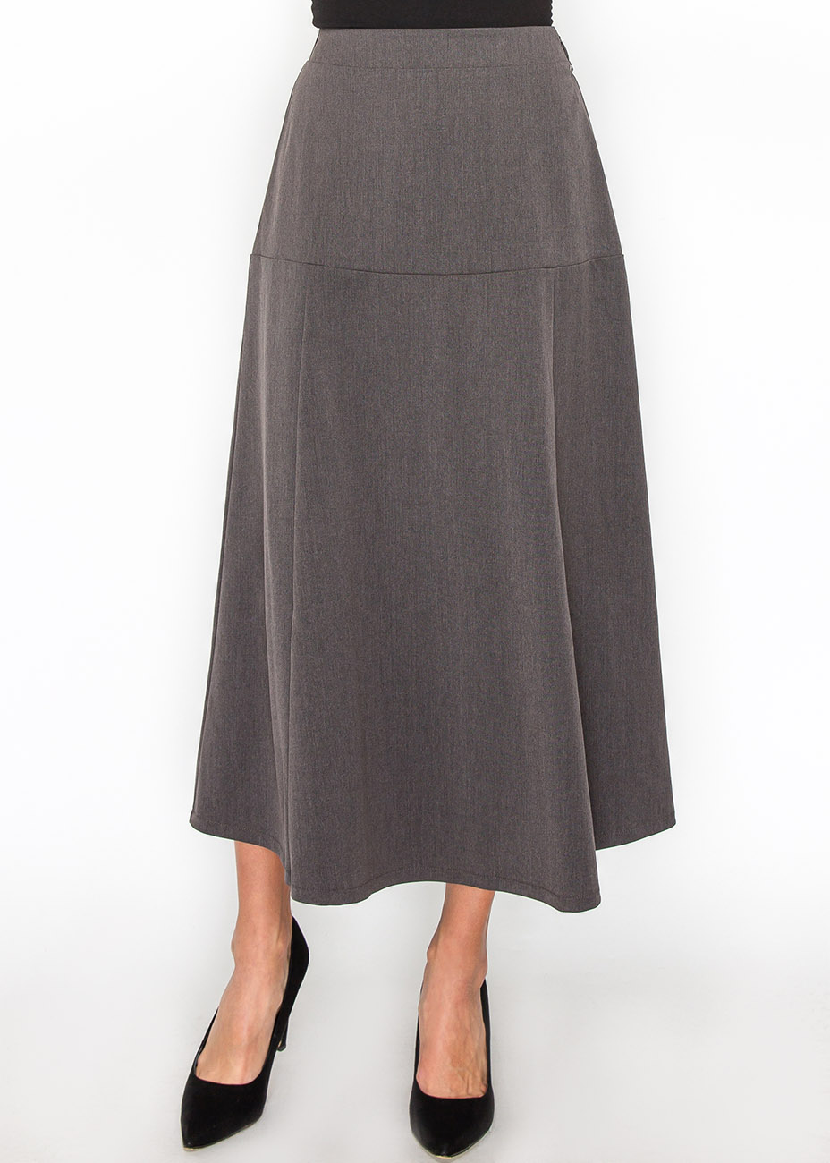 Gray Panel Midi Skirt | Modest Women Clothing - YAL New York