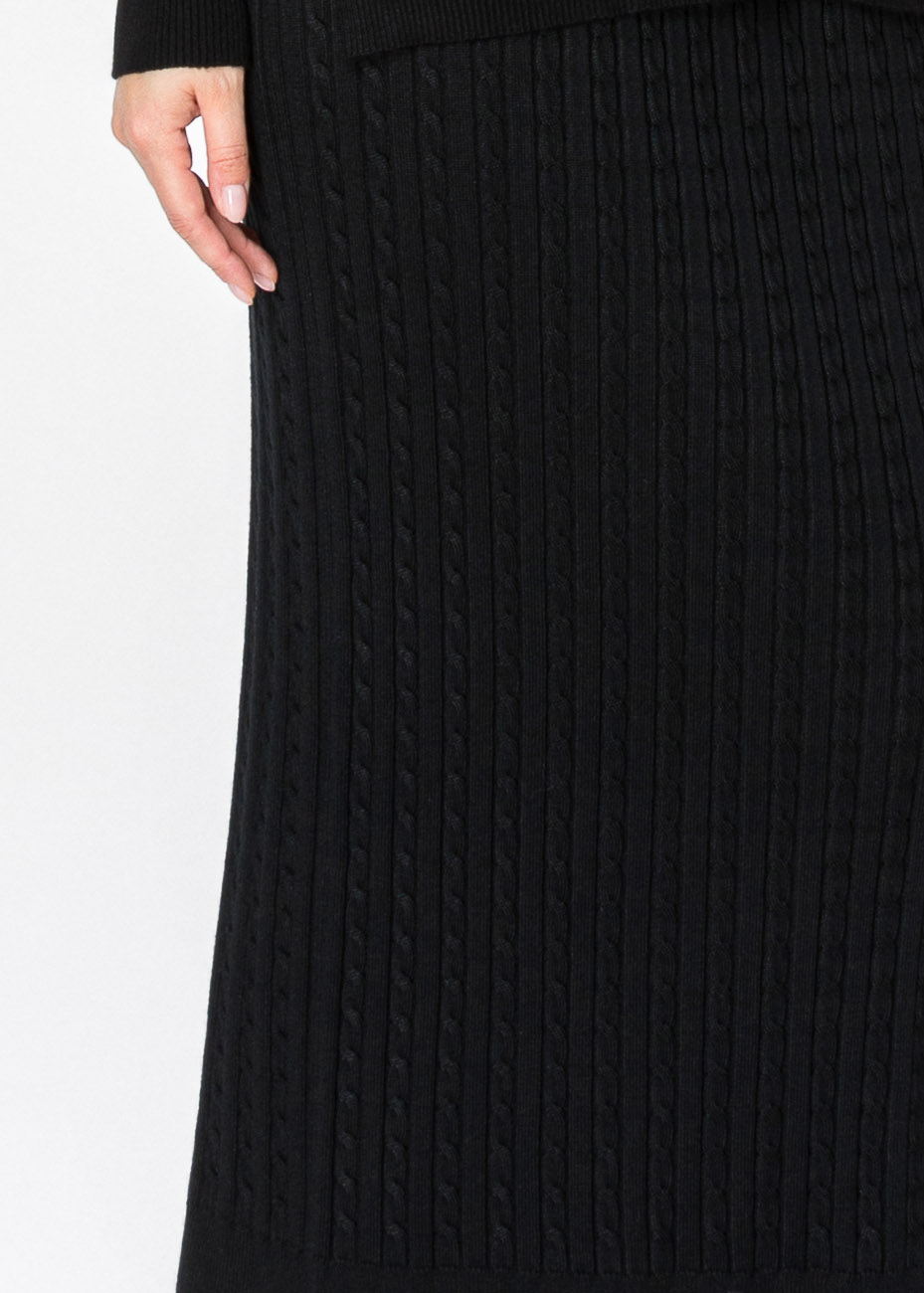 Elegant Black Cable Knit Skirt | Modest Women Clothing - YAL New York