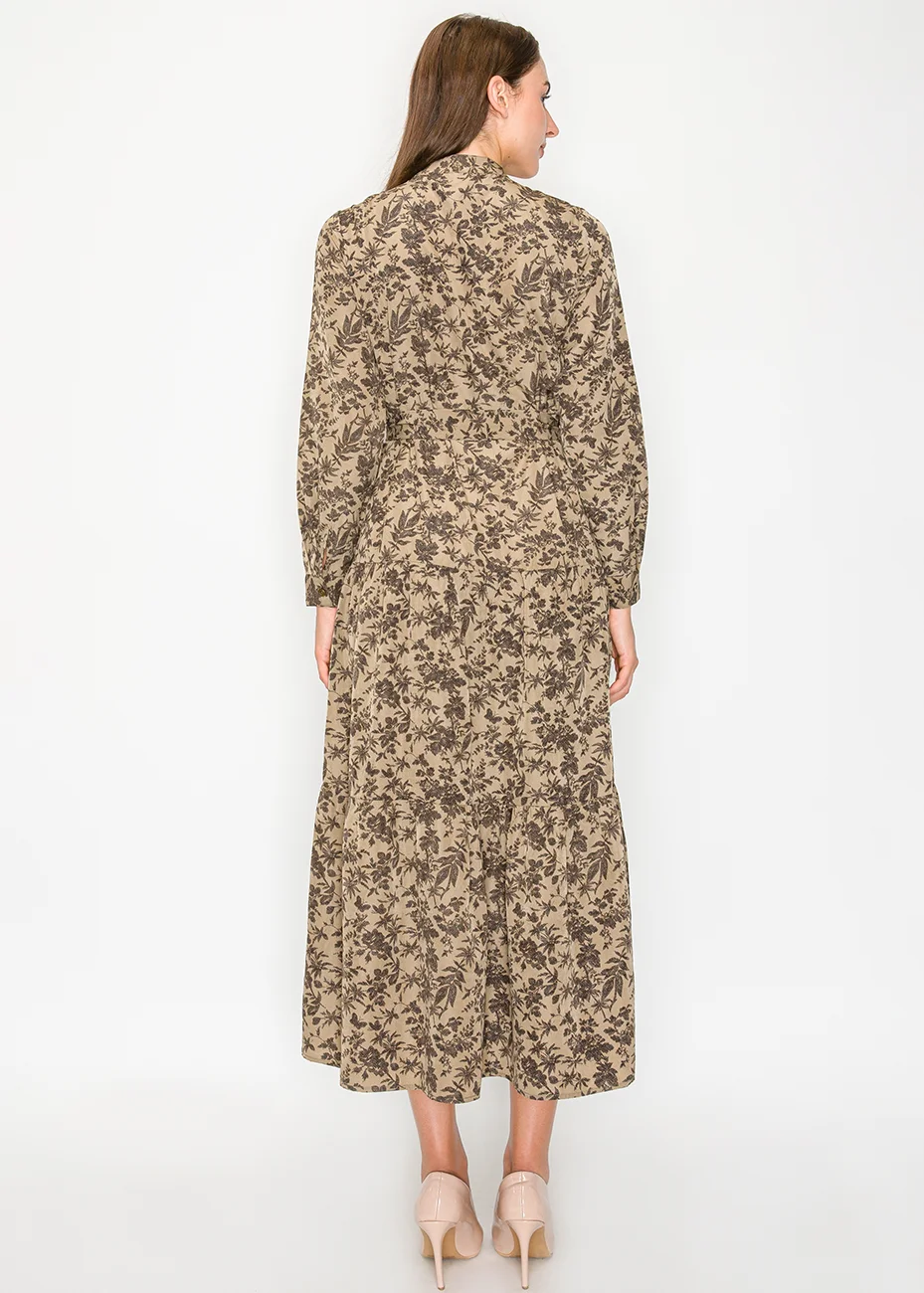 brown long sleeve floral dress Petal and Pup Women's Nova Wrap Knit Midi Dress main image 1