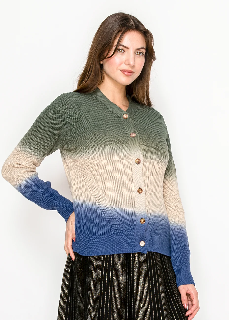 トップス DIP-DYE RIB KNIT CARDIGAN PERVERZE 퍼버즈 DIP-DYE RIB