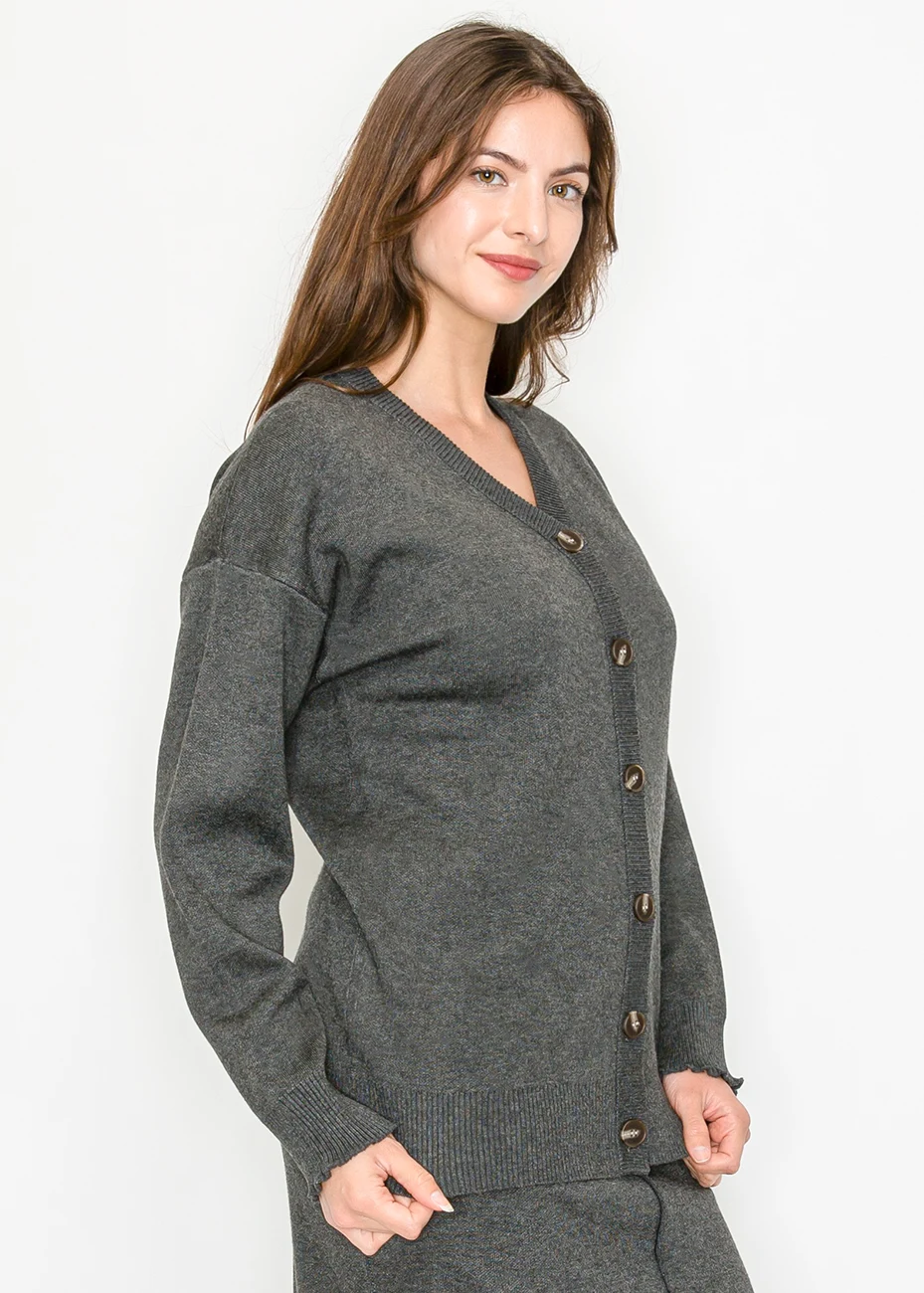 Heather Grey V-Neck Cardigan | Modest Women Clothing - YAL New York