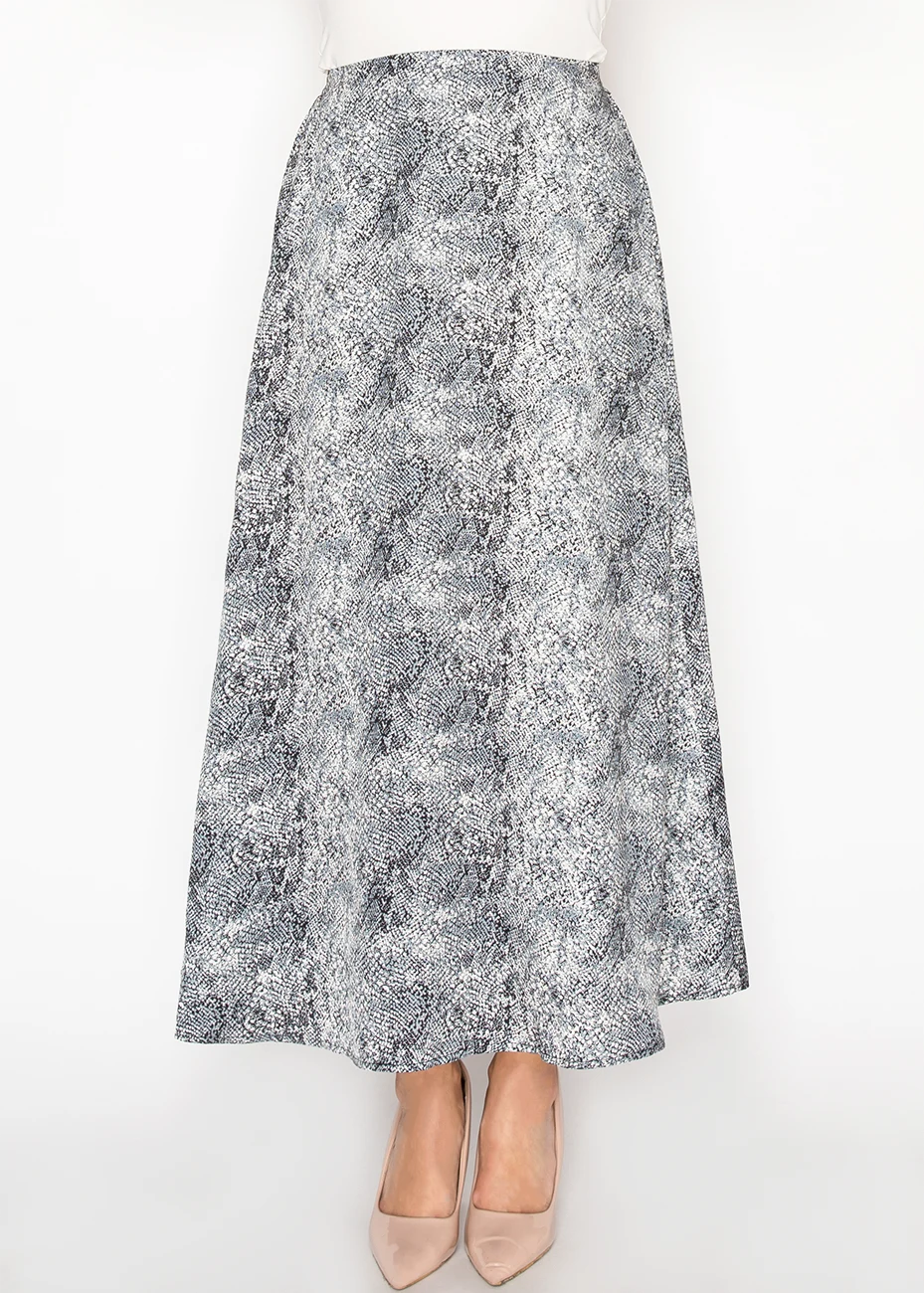 Grey Snakeskin Print A-Line Skirt | Modest Women Clothing - YAL