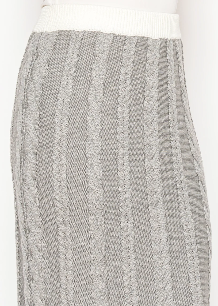 Grey Cable Knit Maxi Skirt | Modest Women Clothing - YAL New York