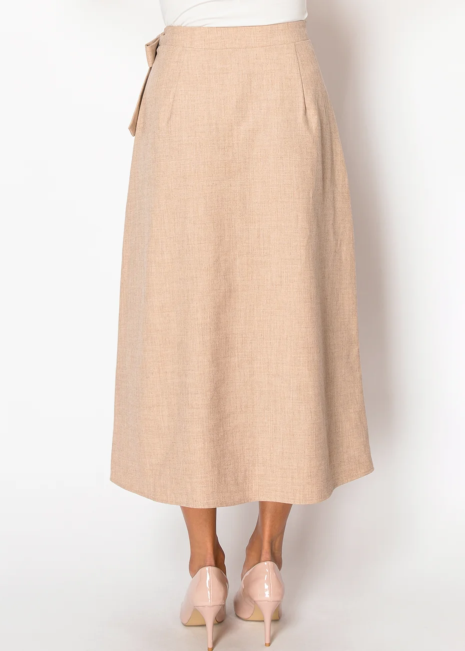 【新品】Bluelea Wrap culotte skirt 36 beige Beige Bow-Tie Wrap Skirt | Modest Women Clothing - YAL New York