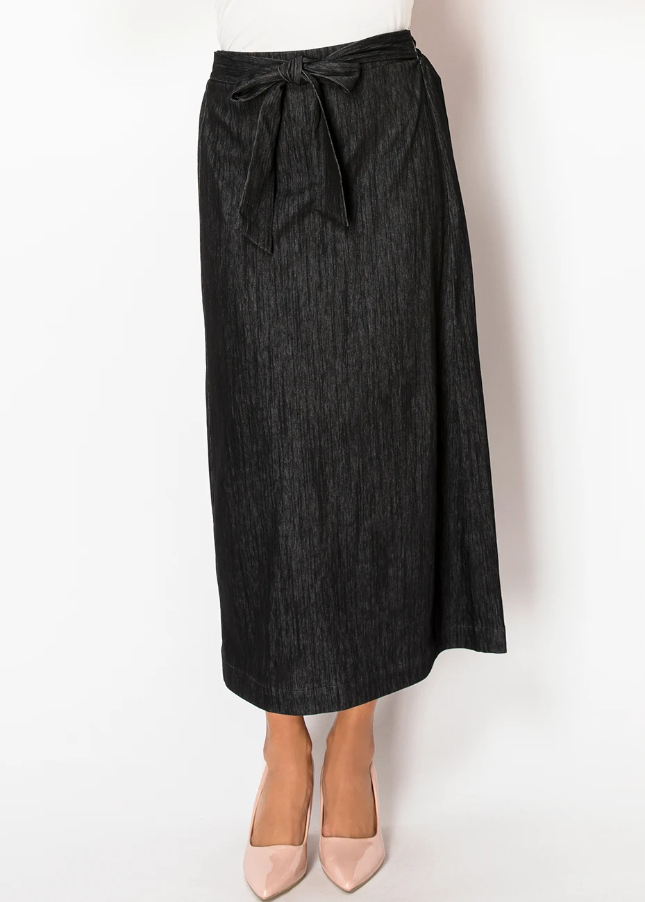 Black Denim Wrap Tie Skirt | Modest Women Clothing - YAL New York