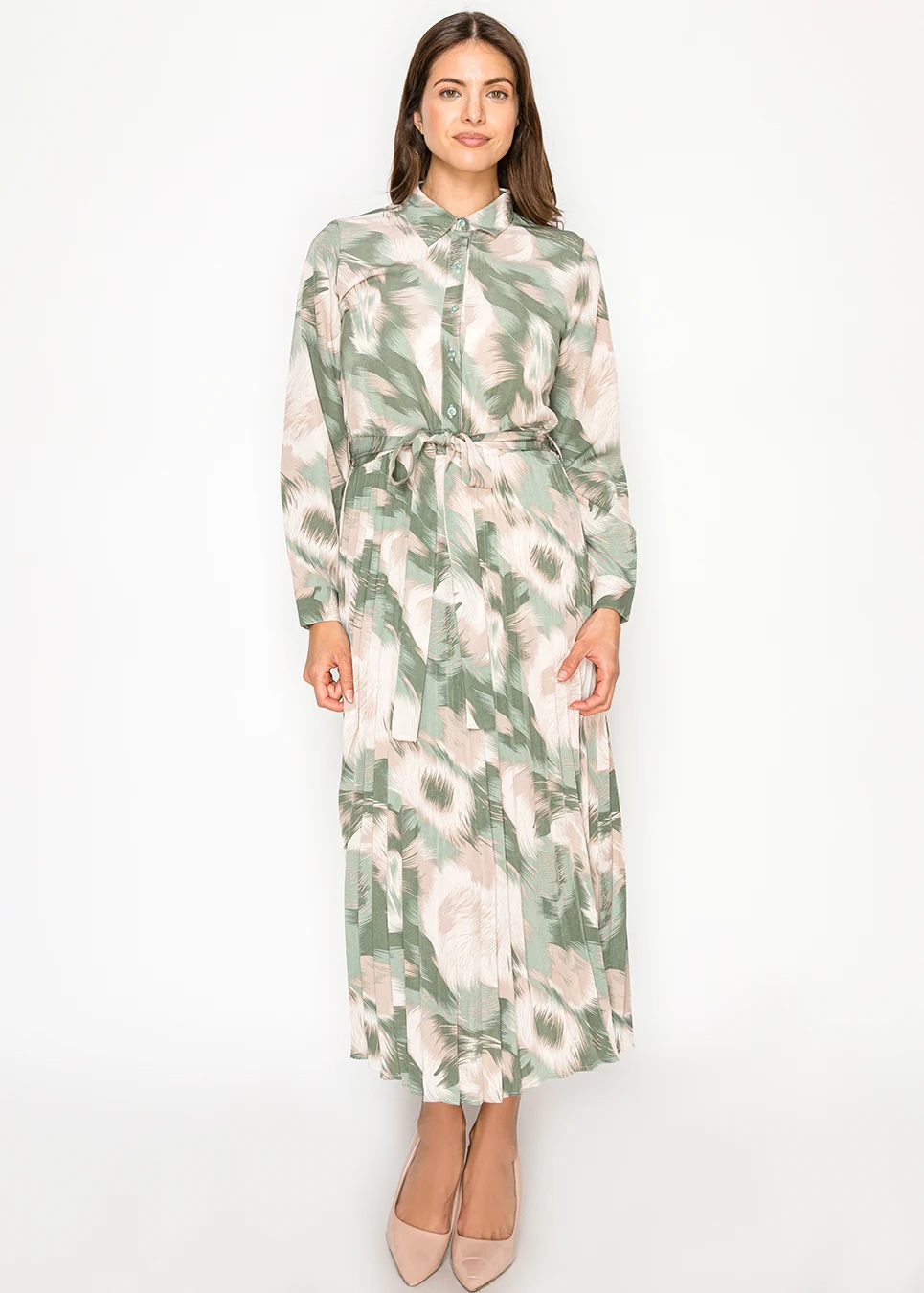 sage green print dress Petal and Pup Women's Erika Maxi Dress