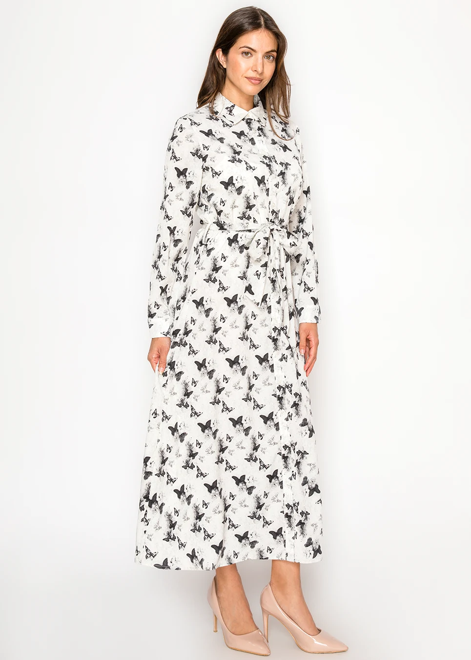 midi printed shirt dress Sonaire Midi Shirtdress | Starlight Navy