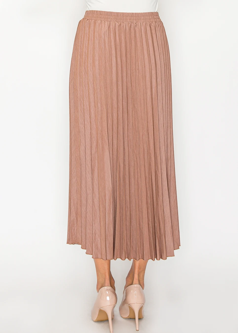 Lightweight Stretch Rust Pleated Skirt | Modest Women Clothing