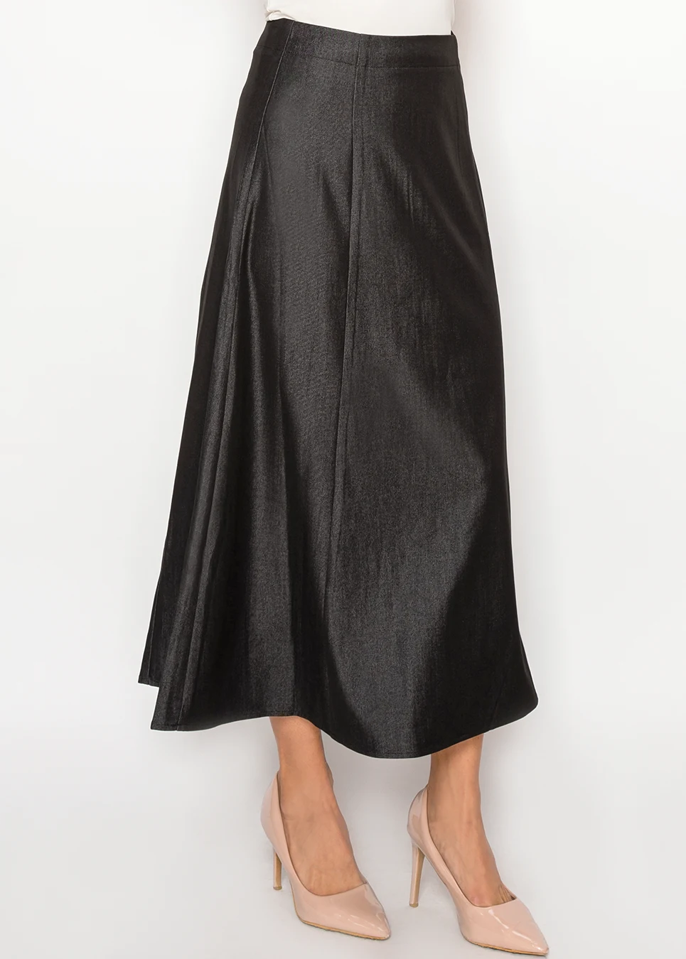 Deep Black Denim A-Line Skirt | Modest Women Clothing - YAL New York