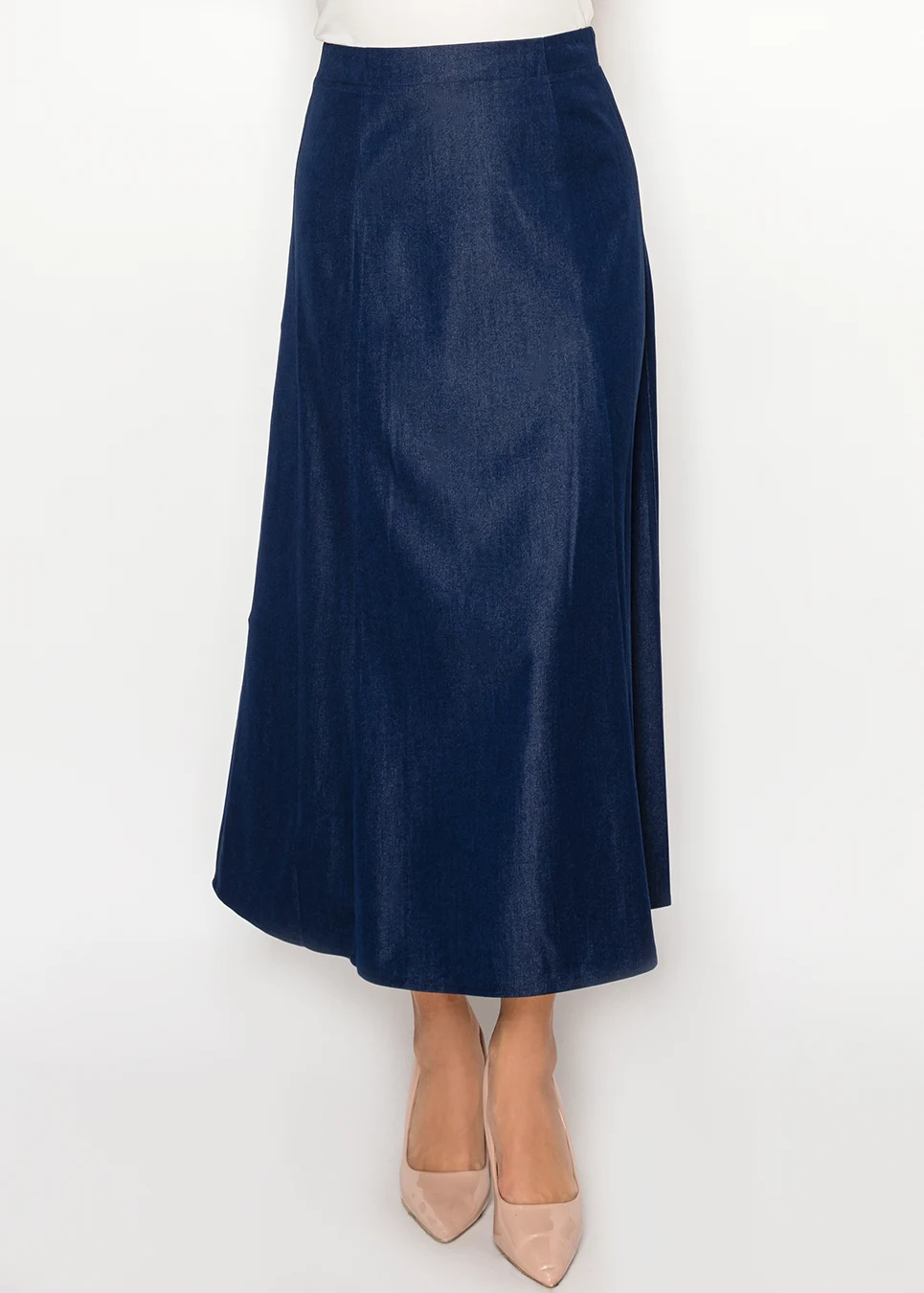 A-Line Midi Skirt in Dark Navy Denim | Modest Women Clothing - YAL
